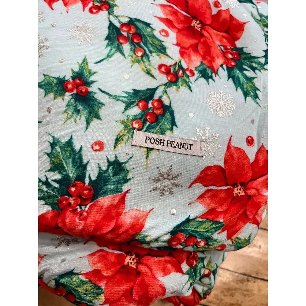 Posh Peanut Winter Lily Poinsettia Plush Luxe Patoo Bamboo Blanket 60x60